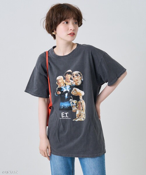 FREAK'S STORE（フリークスストア）の「E.T. SHORT SLEEVE TEE/E.T.半袖フォトTシャツ（Tシャツ/カットソー・レディース・レッド/ホワイト/チャコールグレー/ピンク/ブラック/オフホワイト・ﾌﾘ-）」の5枚目の写真