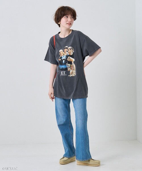 FREAK'S STORE（フリークスストア）の「E.T. SHORT SLEEVE TEE/E.T.半袖フォトTシャツ（Tシャツ/カットソー・レディース・レッド/ホワイト/チャコールグレー/ピンク/ブラック/オフホワイト・ﾌﾘ-）」の21枚目の写真