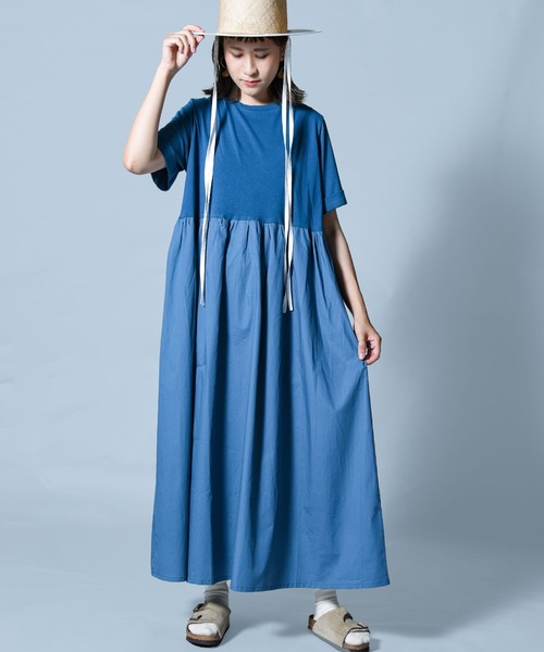 CALIFORNIA OUTFITTERS（カリフォルニア アウトフィッターズ）の「【AUG（オーグ）】布帛切り替えギャザーワンピース（ワンピース・レディース・ブラック/オフホワイト/ブルー/グリーン・ONE SIZE）」の4枚目の写真