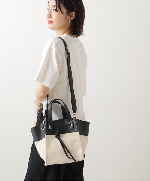 frames RAY CASSIN（フレームスレイカズン）の「キャンバス切替軽量バッグ（トートバッグ・レディース・グレイッシュベージュ/ブラック・FREE）」の6枚目の写真