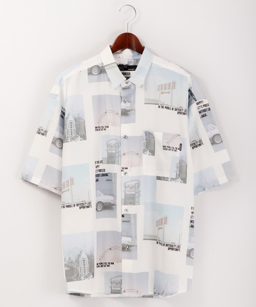 Naive magic(ナイーブマジック)の「とろみシルクタッチ総柄ヴィンテージ半袖ルーズシャツ(シャツ/ブラウス・メンズ・ホワイト/ライトグレー/ブラック/ブラウン/グレー/グリーン/アイボリー/その他/ホワイト系その他/ブラック系その他・M/L)」の4枚目の写真