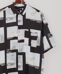 とろみシルクタッチ総柄ヴィンテージ半袖ルーズシャツ