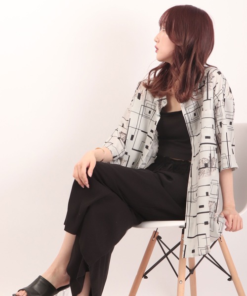 Naive magic(ナイーブマジック)の「とろみシルクタッチ総柄ヴィンテージ半袖ルーズシャツ(シャツ/ブラウス・メンズ・ホワイト/ライトグレー/ブラック/ブラウン/グレー/グリーン/アイボリー/その他/ホワイト系その他/ブラック系その他・M/L)」の21枚目の写真