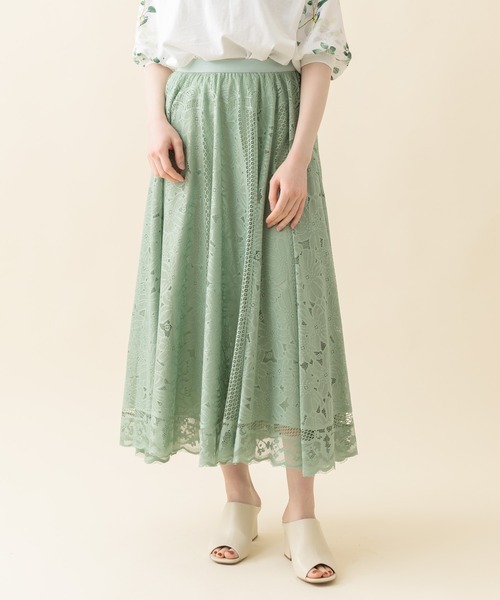 Paradise Picnic（パラダイスピクニック）の「パネルレースフレアスカート（スカート・レディース・ブラック/アイボリー/ミント・FREE）」の3枚目の写真