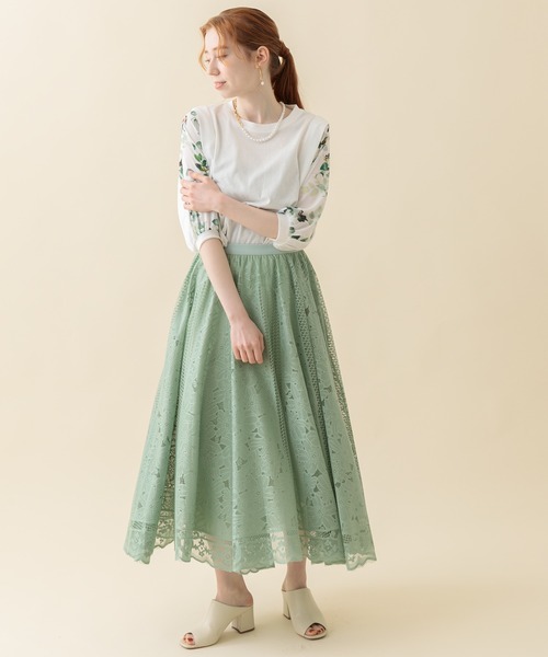 Paradise Picnic（パラダイスピクニック）の「パネルレースフレアスカート（スカート・レディース・ブラック/アイボリー/ミント・FREE）」の19枚目の写真