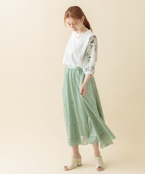 Paradise Picnic（パラダイスピクニック）の「パネルレースフレアスカート（スカート・レディース・ブラック/アイボリー/ミント・FREE）」の8枚目の写真