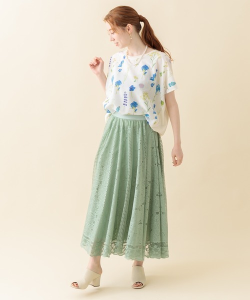 Paradise Picnic（パラダイスピクニック）の「パネルレースフレアスカート（スカート・レディース・ブラック/アイボリー/ミント・FREE）」の15枚目の写真