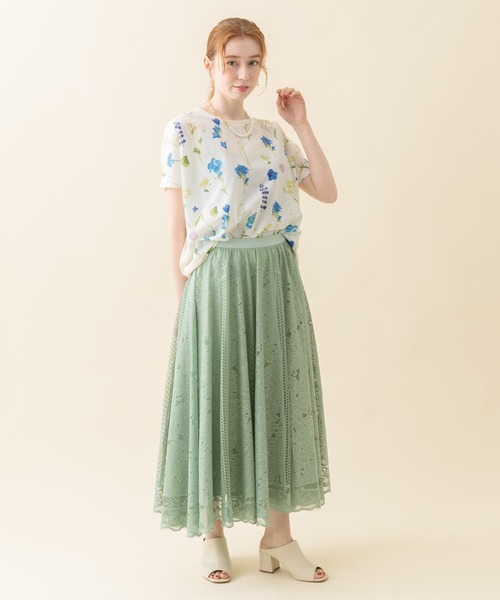 Paradise Picnic（パラダイスピクニック）の「パネルレースフレアスカート（スカート・レディース・ブラック/アイボリー/ミント・FREE）」の20枚目の写真