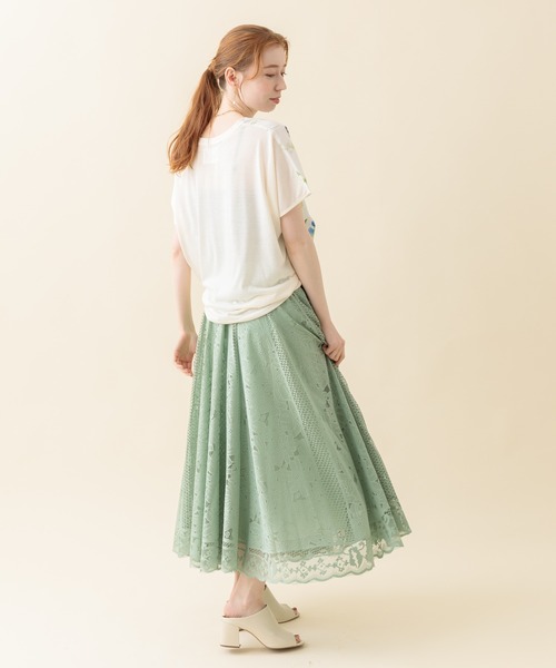 Paradise Picnic（パラダイスピクニック）の「パネルレースフレアスカート（スカート・レディース・ブラック/アイボリー/ミント・FREE）」の9枚目の写真
