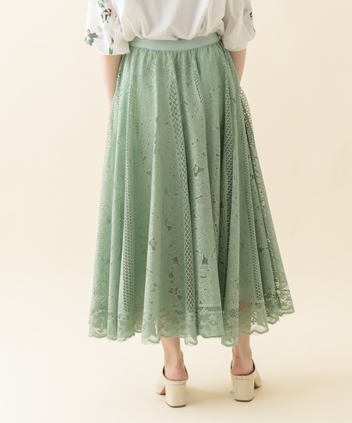 Paradise Picnic（パラダイスピクニック）の「パネルレースフレアスカート（スカート・レディース・ブラック/アイボリー/ミント・FREE）」の16枚目の写真