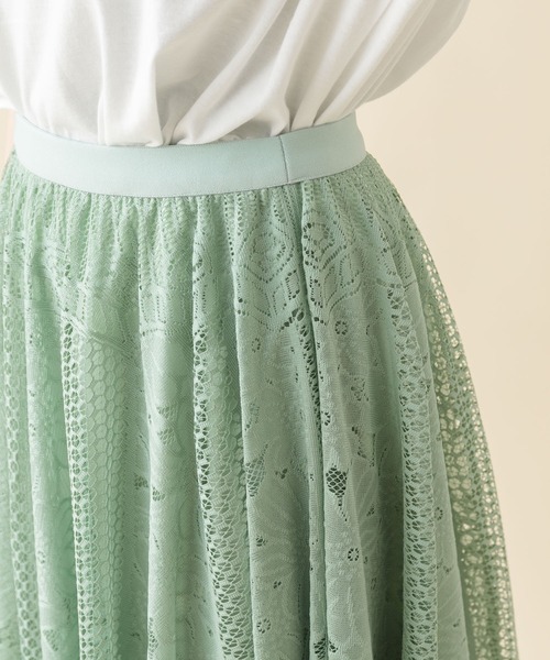 Paradise Picnic（パラダイスピクニック）の「パネルレースフレアスカート（スカート・レディース・ブラック/アイボリー/ミント・FREE）」の7枚目の写真