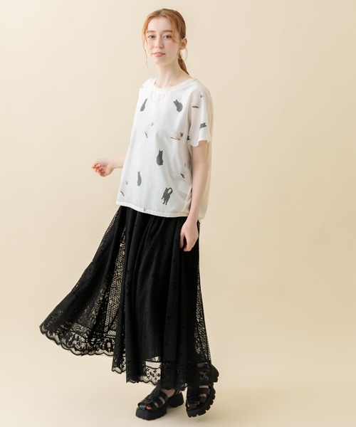 Paradise Picnic（パラダイスピクニック）の「パネルレースフレアスカート（スカート・レディース・ブラック/アイボリー/ミント・FREE）」の22枚目の写真