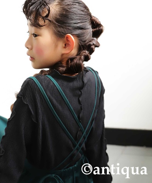 antiqua(アンティカ)の「サスペンダー付きスカート(スカート・キッズ・ブラック/グリーン・4/6/3/5)」の8枚目の写真