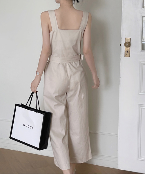 emi+（エミプラス）の「ウエストベルトサロペット（サロペット/オーバーオール・レディース・ベージュ/ネイビー・S/M）」の9枚目の写真