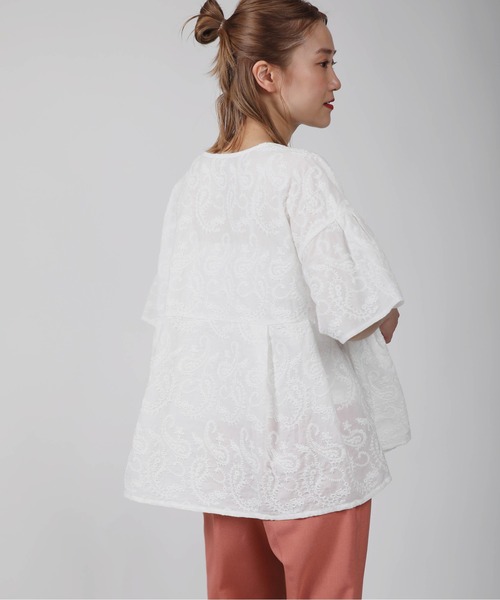 PICCIN（ピッチン）の「ペイズリーエンブロイダリーフレアブラウス（シャツ/ブラウス・レディース・ブラック/オフホワイト・M）」の21枚目の写真