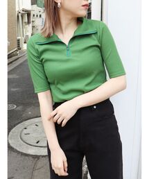 MURUA | ハーフジップタイトテレコトップス(ポロシャツ)