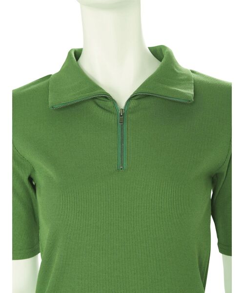 MURUA（ムルーア）の「ハーフジップタイトテレコトップス（ポロシャツ・レディース・ホワイト/ブラック/グリーン・FREE）」の19枚目の写真