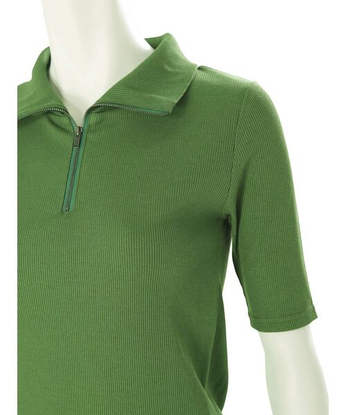 MURUA（ムルーア）の「ハーフジップタイトテレコトップス（ポロシャツ・レディース・ホワイト/ブラック/グリーン・FREE）」の20枚目の写真