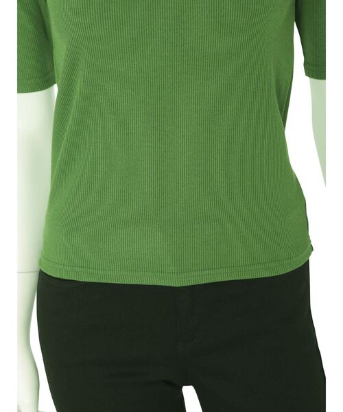 MURUA（ムルーア）の「ハーフジップタイトテレコトップス（ポロシャツ・レディース・ホワイト/ブラック/グリーン・FREE）」の21枚目の写真