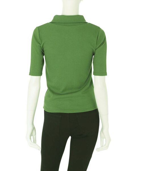 MURUA（ムルーア）の「ハーフジップタイトテレコトップス（ポロシャツ・レディース・ホワイト/ブラック/グリーン・FREE）」の22枚目の写真