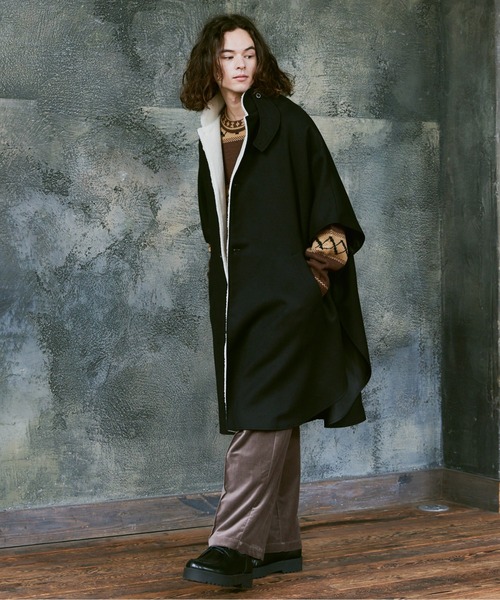 CASPER JOHN（キャスパージョン）の「Over melton poncho/オーバーメルトンポンチョ（ポンチョ・メンズ・アイボリー/ブラック・FREE）」の14枚目の写真