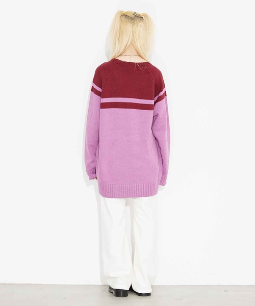 X-girl（エックスガール）の「RAGLAN KNIT DRESS（ワンピース・レディース・ホワイト/ブラック/ピンク・ONE SIZE）」の6枚目の写真
