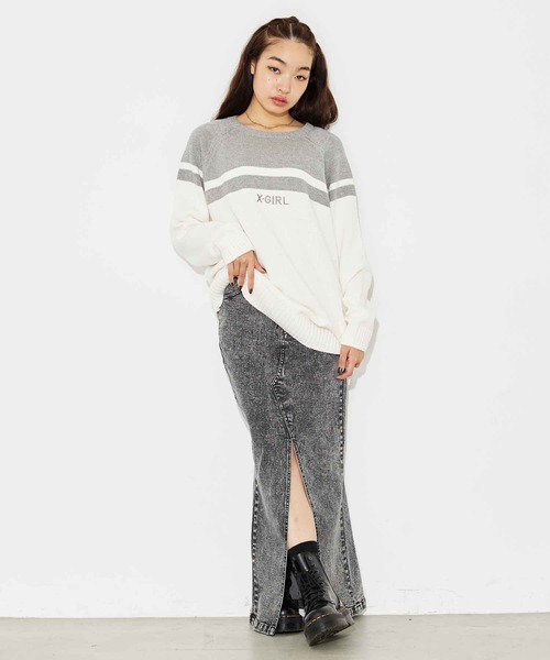 X-girl（エックスガール）の「RAGLAN KNIT DRESS（ワンピース・レディース・ホワイト/ブラック/ピンク・ONE SIZE）」の21枚目の写真