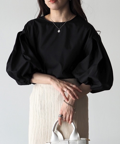 Riberry(リベリー)の「2WAYショートパフスリーブブラウス(シャツ/ブラウス・レディース・オフホワイト/ブラック/ブルー・MEDIUM)」の19枚目の写真