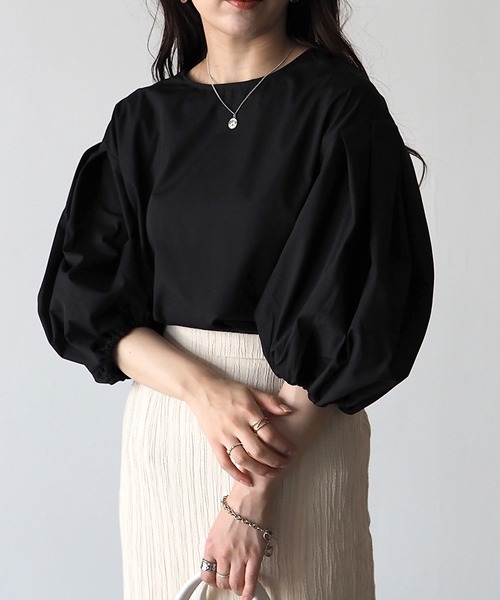 Riberry(リベリー)の「2WAYショートパフスリーブブラウス(シャツ/ブラウス・レディース・オフホワイト/ブラック/ブルー・MEDIUM)」の20枚目の写真