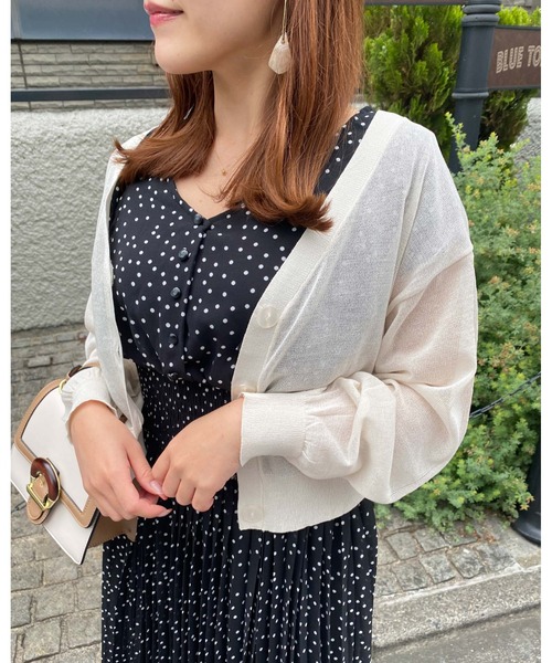 INGNI（イング）の「Vネックシアーカーディガン（カーディガン/ボレロ・レディース・ブラック/オフホワイト/グレー系その他/モカ・M）」の16枚目の写真