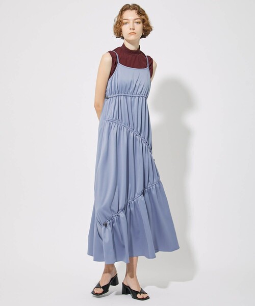 CITY TOKYO（シティトウキョウ）の「ドロストギャザーキャミワンピース（ワンピース・レディース・ブラウン/ブルー/ブラック・2/1）」の12枚目の写真
