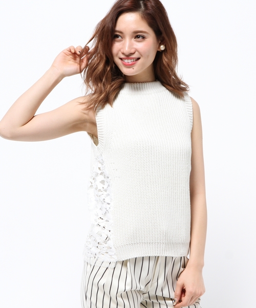 CROON A SONG（クルーンアソング）の「レースコンビニットベスト（ベスト・レディース・ホワイト/グレー・38）」の2枚目の写真