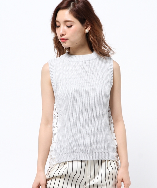 CROON A SONG（クルーンアソング）の「レースコンビニットベスト（ベスト・レディース・ホワイト/グレー・38）」の9枚目の写真