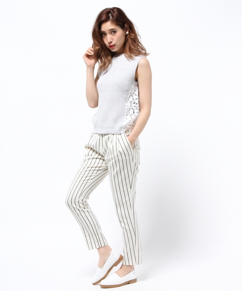 CROON A SONG（クルーンアソング）の「レースコンビニットベスト（ベスト・レディース・ホワイト/グレー・38）」の6枚目の写真