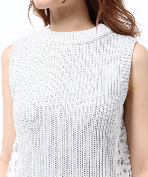 CROON A SONG（クルーンアソング）の「レースコンビニットベスト（ベスト・レディース・ホワイト/グレー・38）」の5枚目の写真