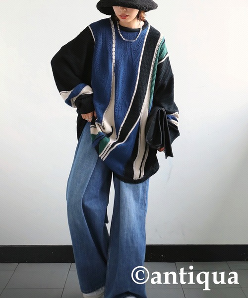 antiqua(アンティカ)の「配色デザインニット(ニット/セーター・レディース・ブラック系その他・FREE)」の8枚目の写真