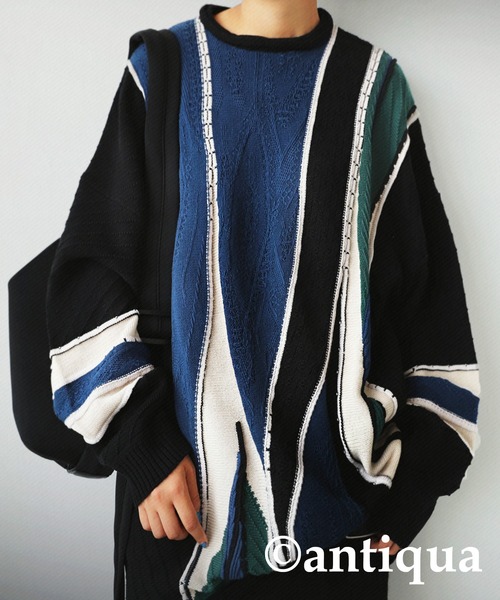 antiqua(アンティカ)の「配色デザインニット(ニット/セーター・レディース・ブラック系その他・FREE)」の14枚目の写真