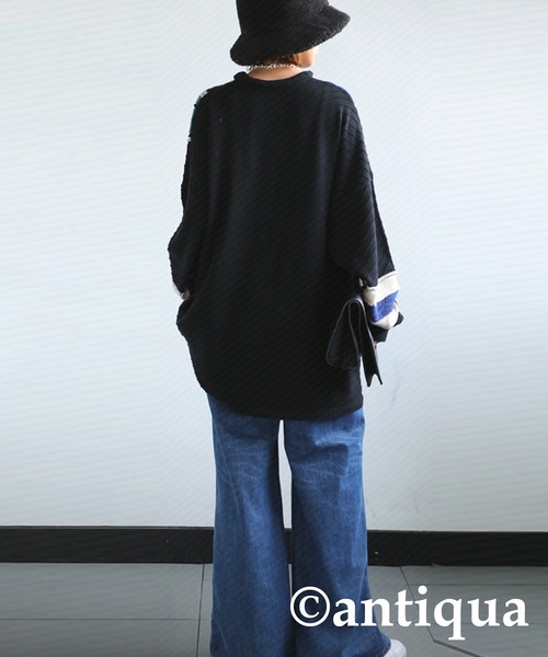 antiqua(アンティカ)の「配色デザインニット(ニット/セーター・レディース・ブラック系その他・FREE)」の5枚目の写真
