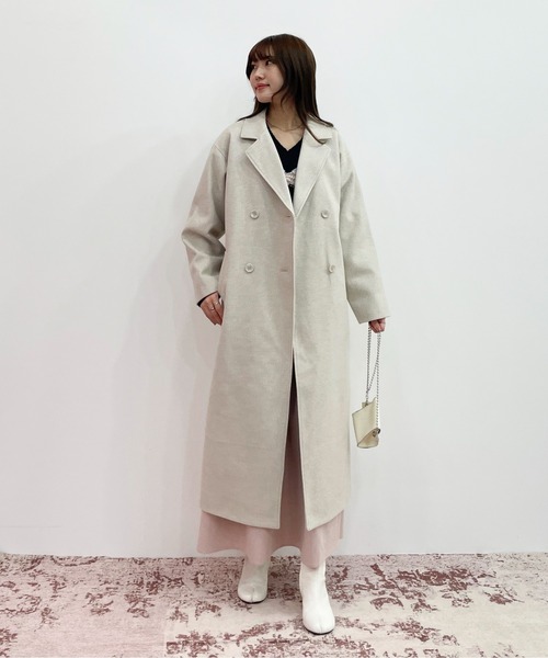 EPIMI E'PIMMY（エピミエピミー）の「フェイクウールロングチェスターコート（チェスターコート・レディース・ブラック/ブルー/アイボリー/杢グレー・MEDIUM）」の5枚目の写真