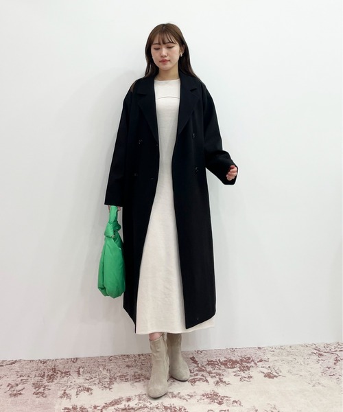 EPIMI E'PIMMY（エピミエピミー）の「フェイクウールロングチェスターコート（チェスターコート・レディース・ブラック/ブルー/アイボリー/杢グレー・MEDIUM）」の8枚目の写真