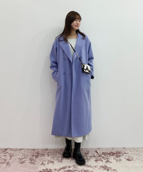 EPIMI E'PIMMY（エピミエピミー）の「フェイクウールロングチェスターコート（チェスターコート・レディース・ブラック/ブルー/アイボリー/杢グレー・MEDIUM）」の13枚目の写真