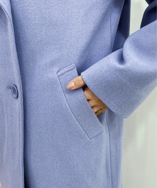 EPIMI E'PIMMY（エピミエピミー）の「フェイクウールロングチェスターコート（チェスターコート・レディース・ブラック/ブルー/アイボリー/杢グレー・MEDIUM）」の19枚目の写真