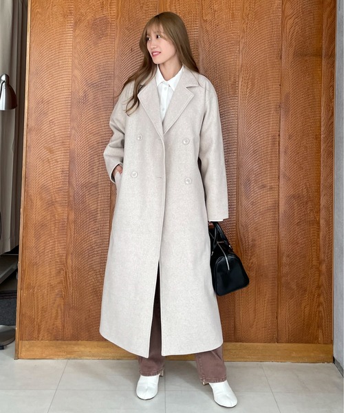 EPIMI E'PIMMY（エピミエピミー）の「フェイクウールロングチェスターコート（チェスターコート・レディース・ブラック/ブルー/アイボリー/杢グレー・MEDIUM）」の7枚目の写真