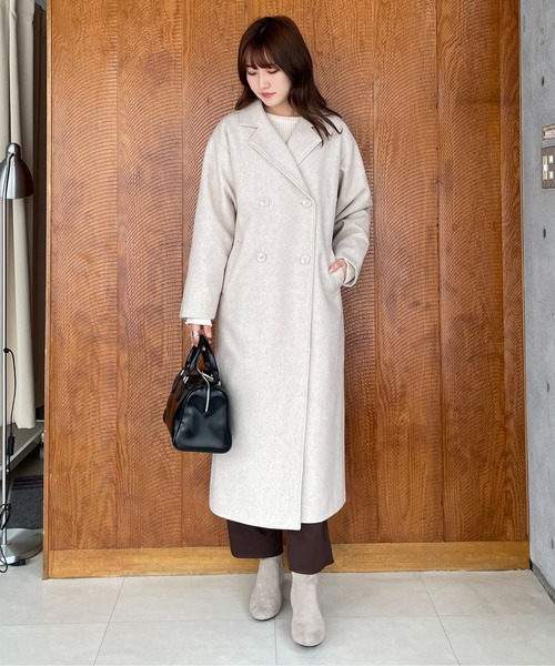 EPIMI E'PIMMY（エピミエピミー）の「フェイクウールロングチェスターコート（チェスターコート・レディース・ブラック/ブルー/アイボリー/杢グレー・MEDIUM）」の6枚目の写真