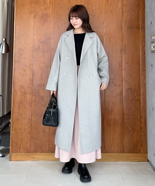 EPIMI E'PIMMY（エピミエピミー）の「フェイクウールロングチェスターコート（チェスターコート・レディース・ブラック/ブルー/アイボリー/杢グレー・MEDIUM）」の12枚目の写真