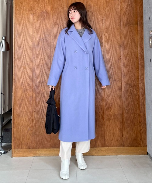 EPIMI E'PIMMY（エピミエピミー）の「フェイクウールロングチェスターコート（チェスターコート・レディース・ブラック/ブルー/アイボリー/杢グレー・MEDIUM）」の14枚目の写真