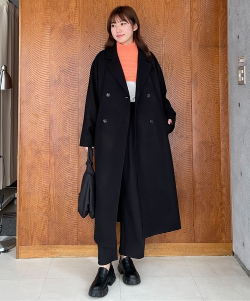 EPIMI E'PIMMY（エピミエピミー）の「フェイクウールロングチェスターコート（チェスターコート・レディース・ブラック/ブルー/アイボリー/杢グレー・MEDIUM）」の10枚目の写真