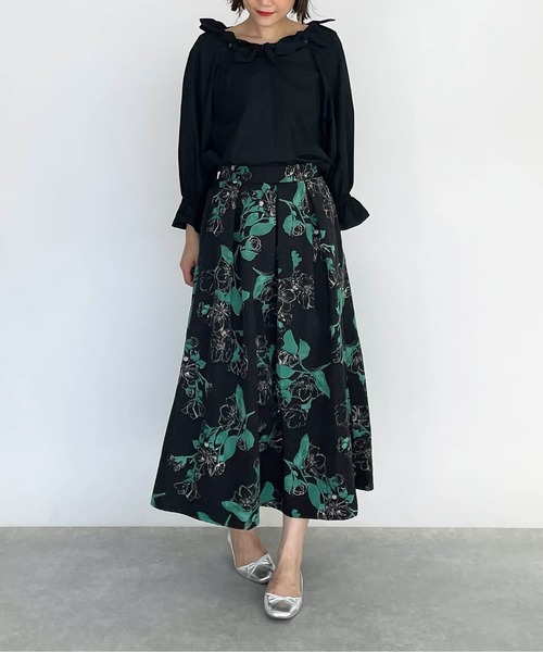 PICCIN（ピッチン）の「フラワーフレアスカート（スカート・レディース・ブラック/ネイビー・M）」の7枚目の写真