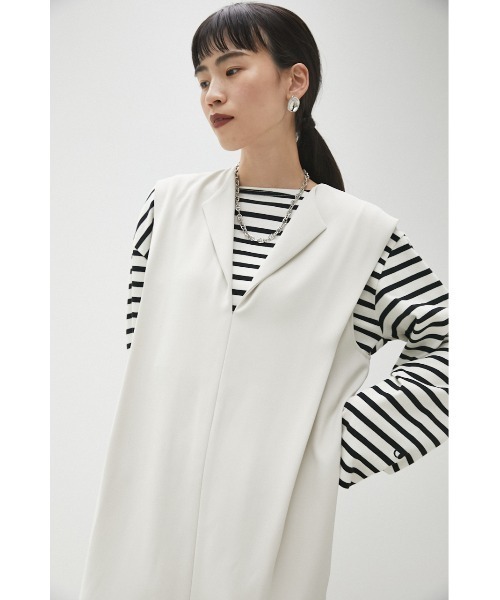 crie conforto（クリーコンフォルト）の「ショルダータックジャンスカ（ジャンパースカート・レディース・アイボリー/ブラック・SMALL/MEDIUM）」の12枚目の写真