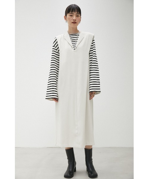 crie conforto（クリーコンフォルト）の「ショルダータックジャンスカ（ジャンパースカート・レディース・アイボリー/ブラック・SMALL/MEDIUM）」の13枚目の写真